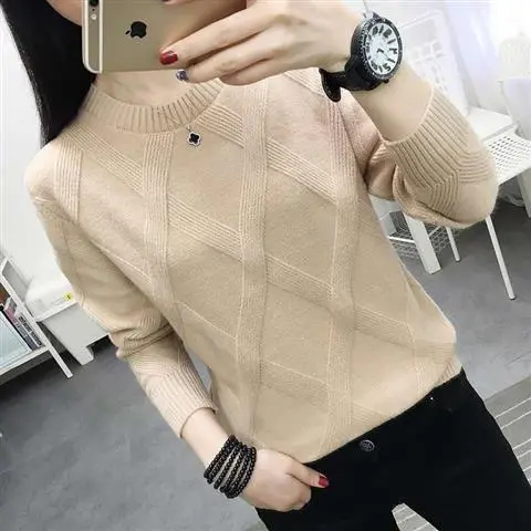 Sweater Women's Pullover Bottoming Shirt Loose Bottoming Top Light Coffee - Shop at LoveMi
