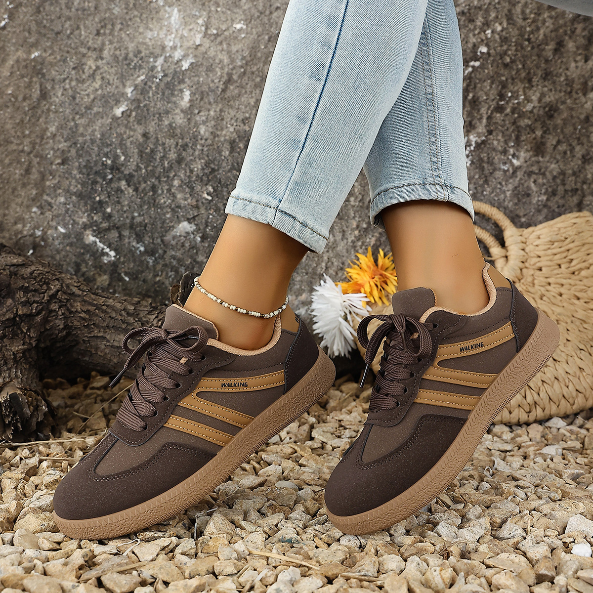 Large Size Color Blocked Round Toe Women's Shoes 12