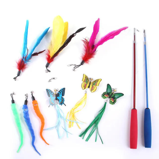 Fishing Rod Cat Teaser Butterfly Combination Pet Toy Set Butterfly Style Random - Shop at LoveMi