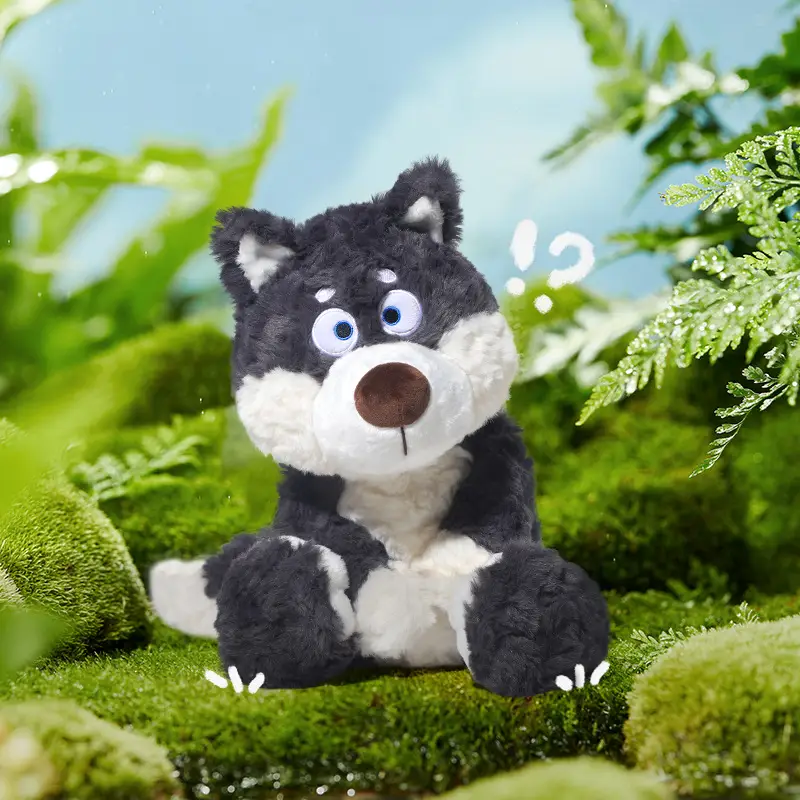 Gray Wolf Plush Toy Adorably Goofy Little Wolf, Super Cute