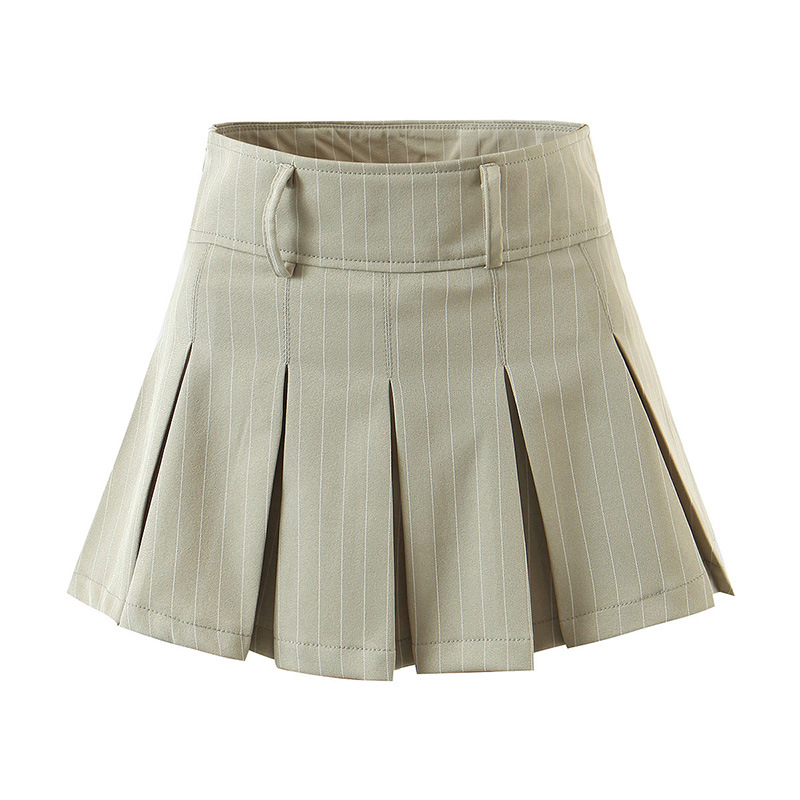 Title 9, British Style High Waist Thin Striped Pleated S...