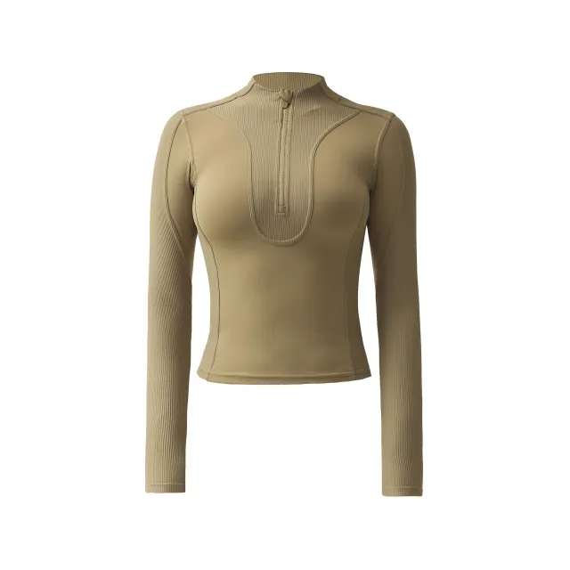 Workout Long Sleeve Skinny Yoga Clothes Top Khaki Green - Shop at LoveMi