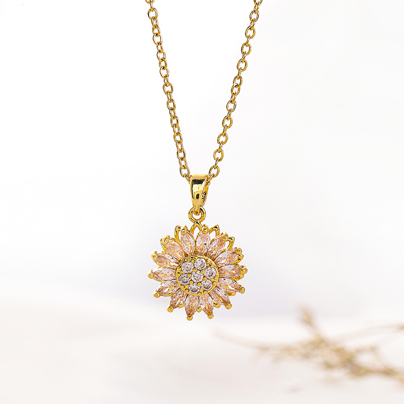 Classic Charm Sunflower Flower Stainless Steel Necklace Earrings Fashion Exquisite Micro Seed Jewelry Ring — image 1