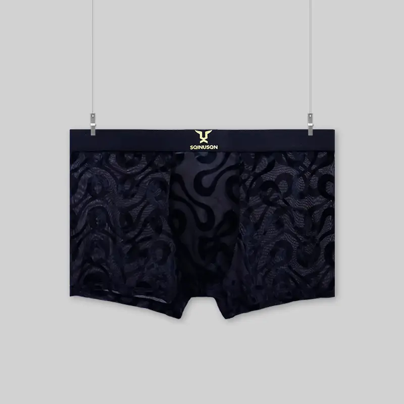 Mens Ice-Silk Underwear Antibacterial And Breathable Velvet Mesh Boxers