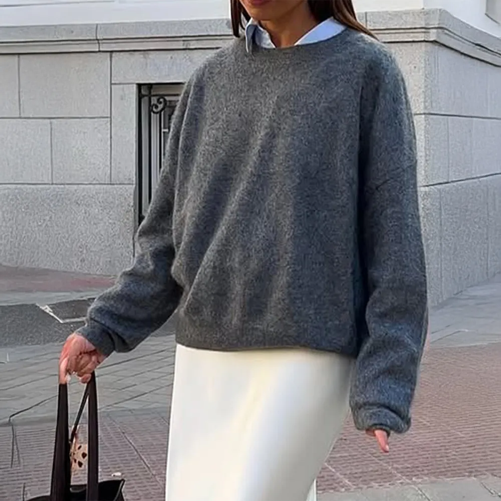 Simple Fashion In Europe And America Wool Long Sleeve Solid Color