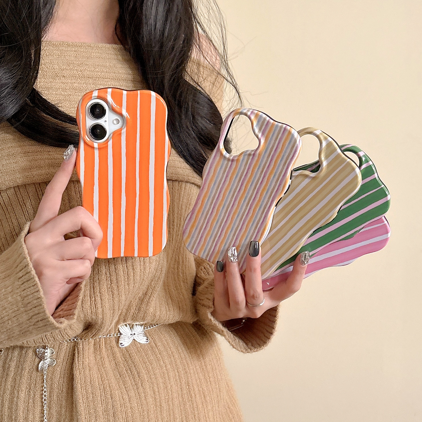 Niche Color-block Striped Phone Case