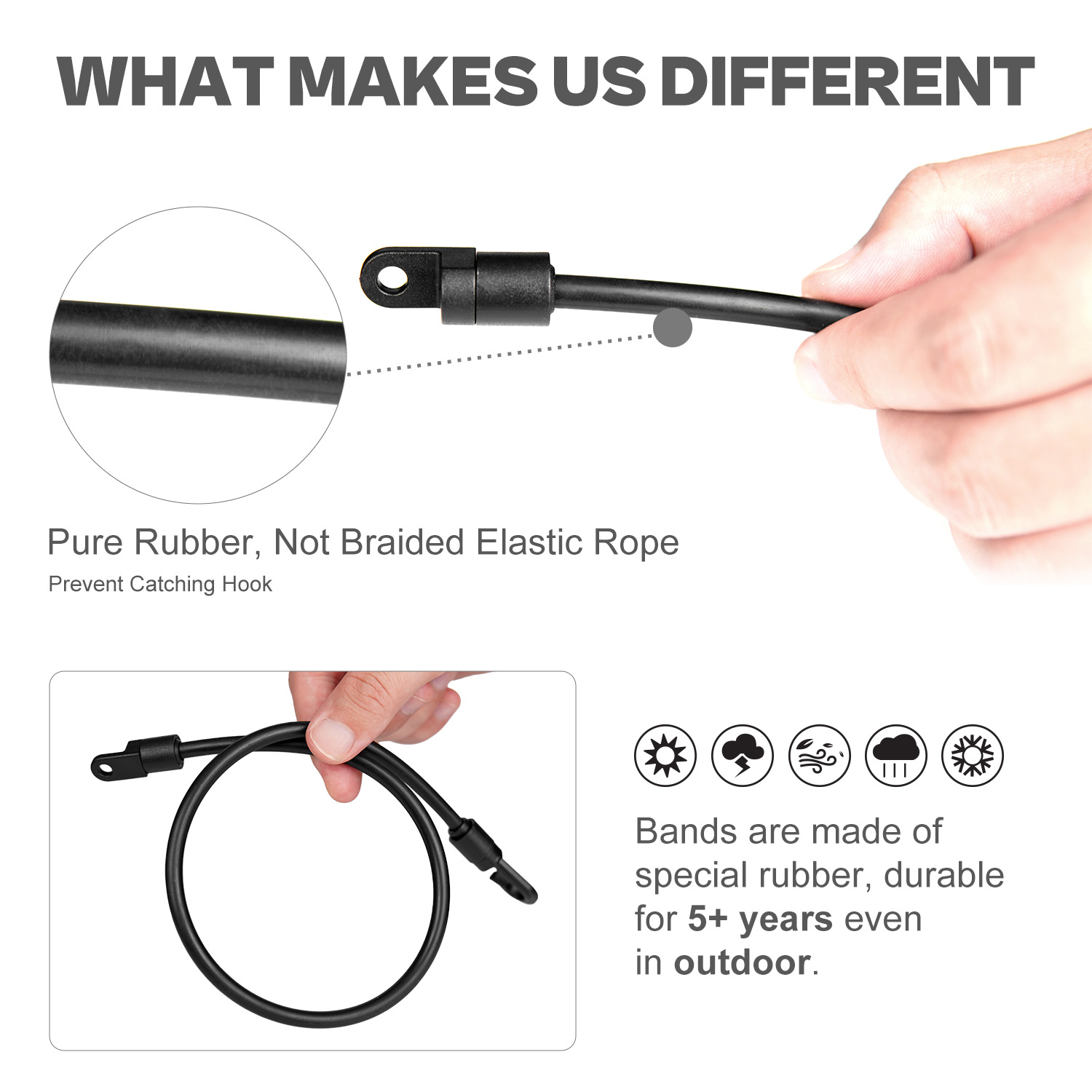 Marine fishing rod strap elastic band fastener kit (4 sets