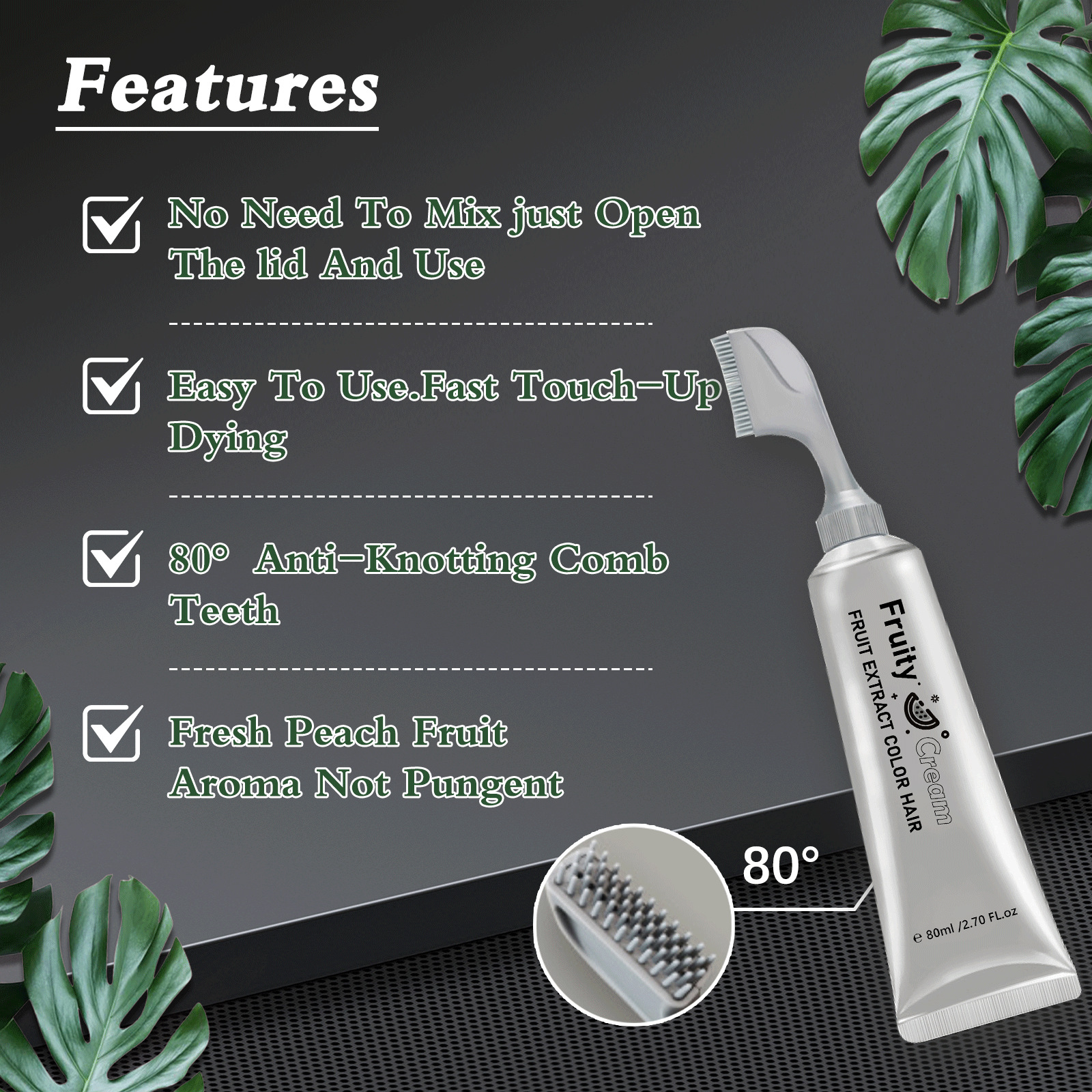 Fruit Comb Plant Hair Dye Black Hair Color Cream When Combed