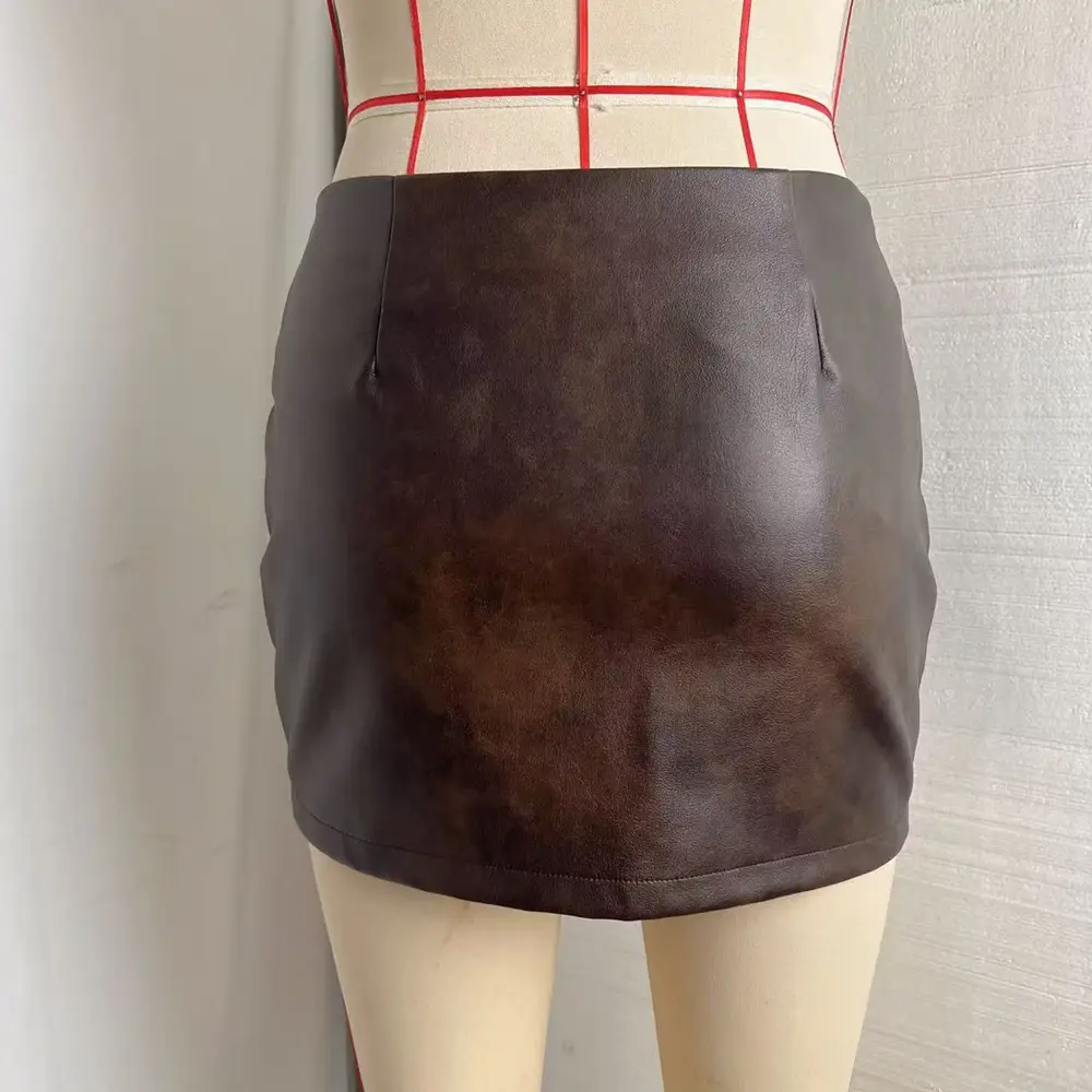 Women's Slimming Anti-Exposure Vintage Leather Skirt