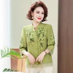 Summer Loose Embroidered Three-dimensional Blouse Shirt - Red - View 1
