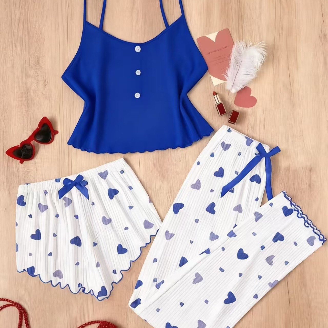 Women's Homewear Pajama Lingerie Three-Piece Set