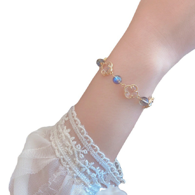 Amethyst Moonstone Clover Bracelet, picture 4 of 5