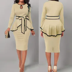 Irregular Suit Skirt Ruffle Top Back Slit Skirt - Skin Colour - View 1