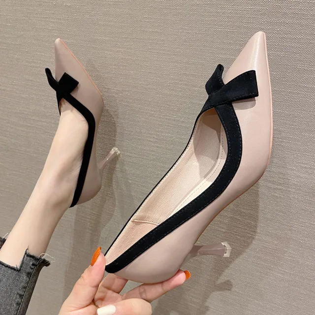 French Style Bow High Heels Special interest Design Khaki - Shop at LoveMi