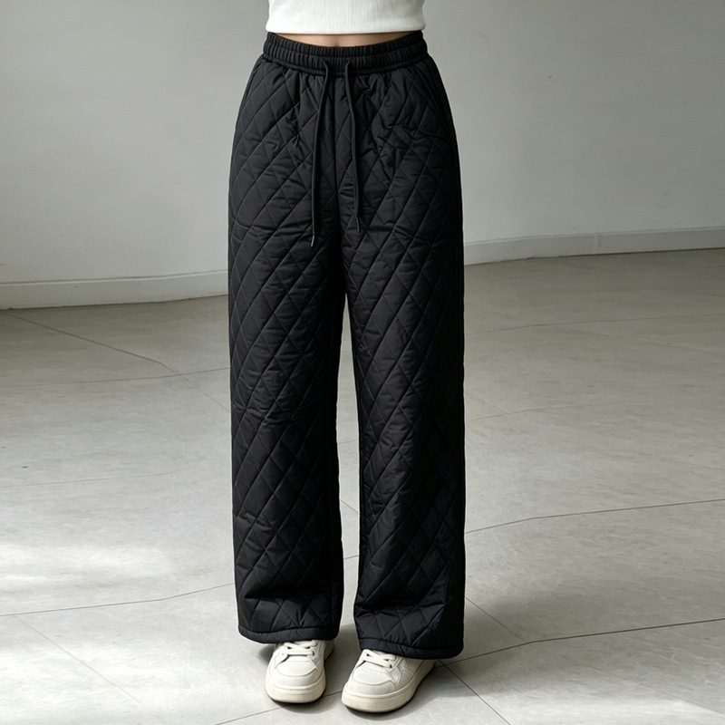 Retro Elastic-waist Ultrasonic Cotton Pants