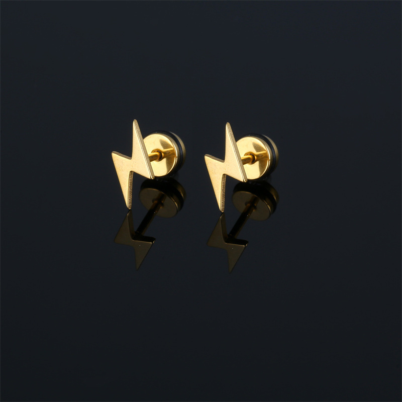New Stainless Steel Lightning Stud Earrings
