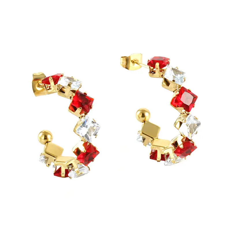 Stainless Steel Rhinestone Earrings Ear Ring European And American Women