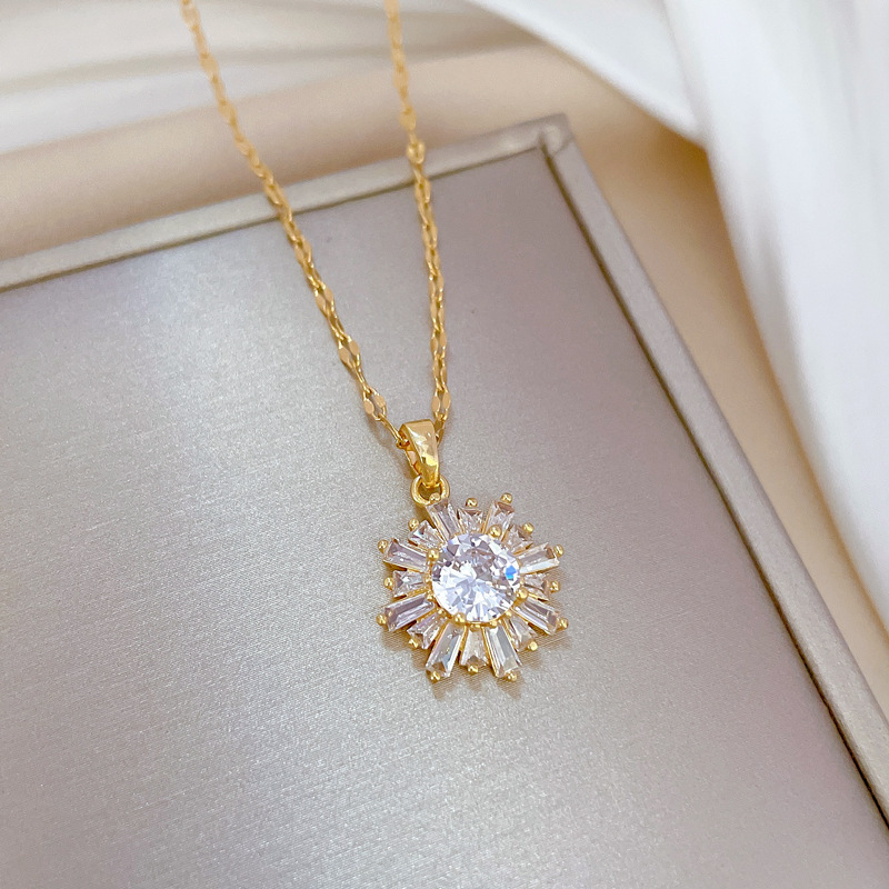 Geometric Snowflake Full-diamond Necklace For Women