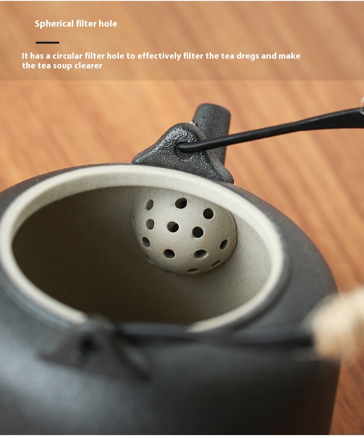 Hand Drawn Black Porcelain Japanese Style Teapot