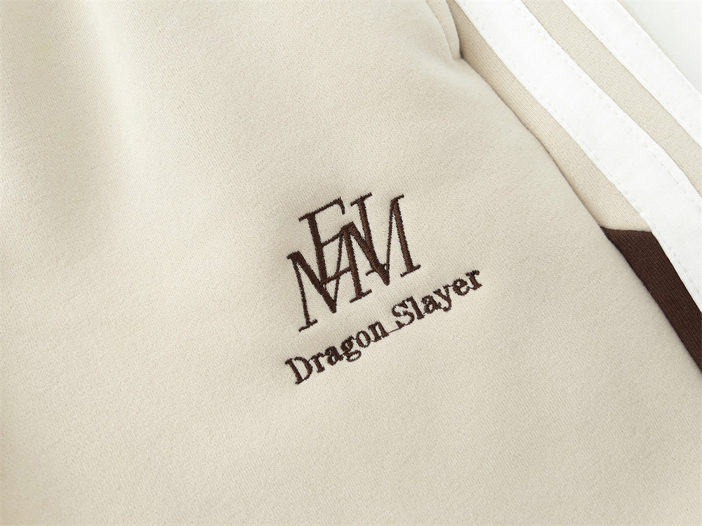 Men's Side Ribbon Matching Striped Loose Straight Pants - Image 13