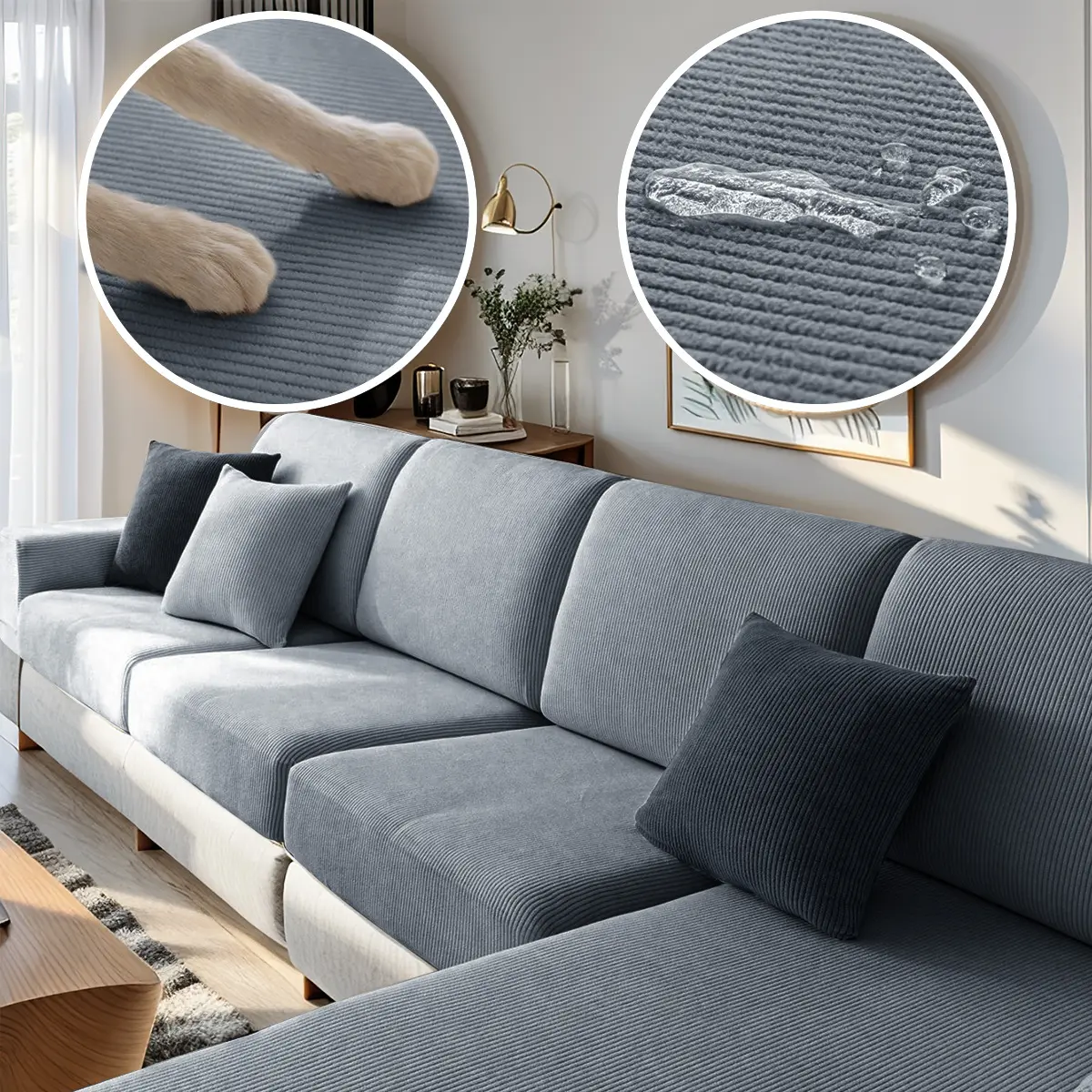 Waterproof Brushed Down-Comforter-Style Velvet Sofa Seat Cover