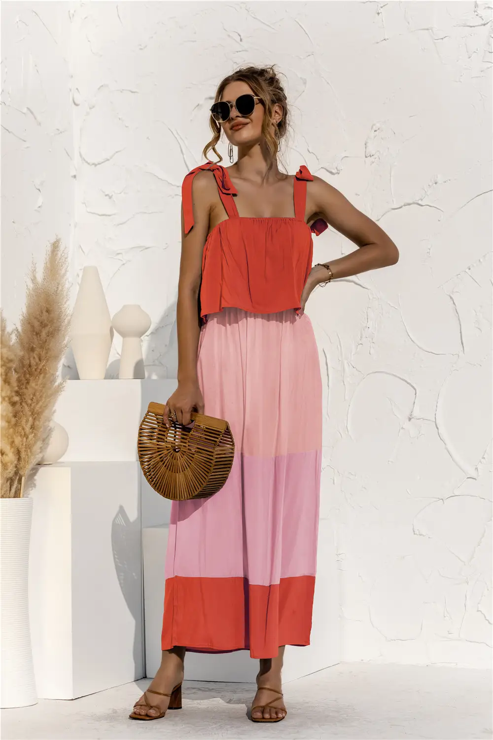 Lotus Leaf Women's Patchwork Multi-color Dress