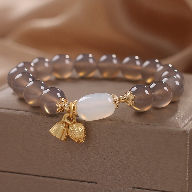 National Fashion Ethnic Style Money Drawing And Luck Changing Alluvial Gold Two Flowers Pendant Bracelet