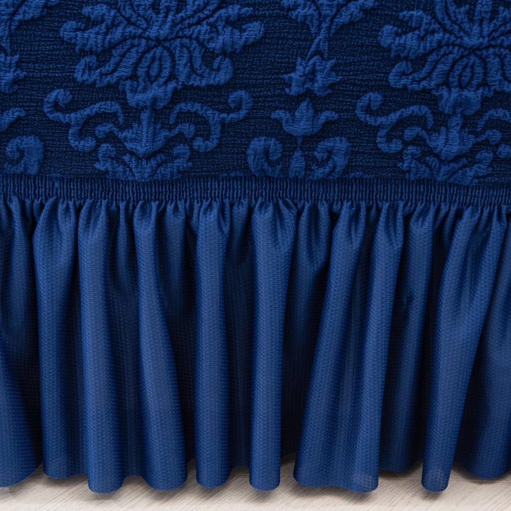 Black Silk Embossed Jacquard Skirt-style Stretch Living Room Sofa Cover