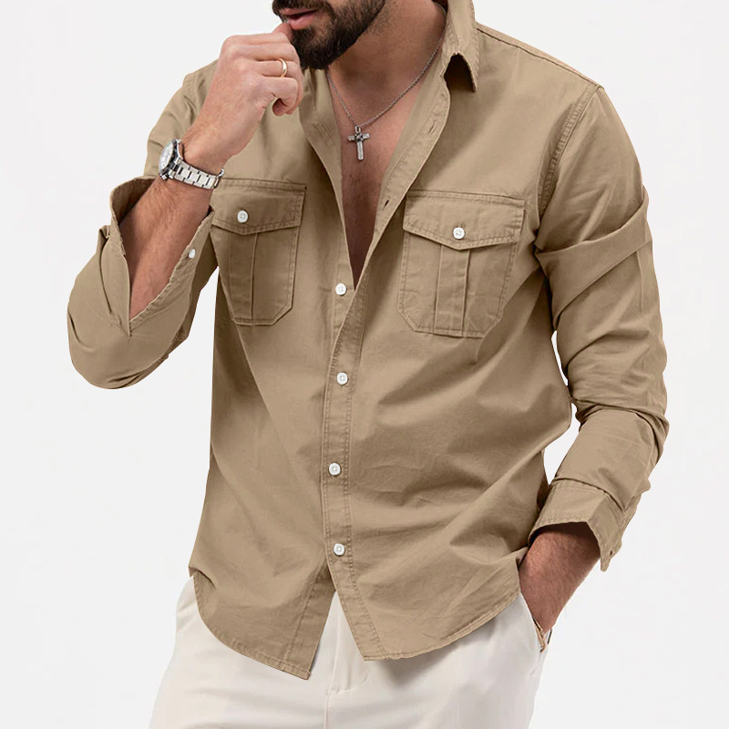 Mens Casual Long-sleeve Shirt Top