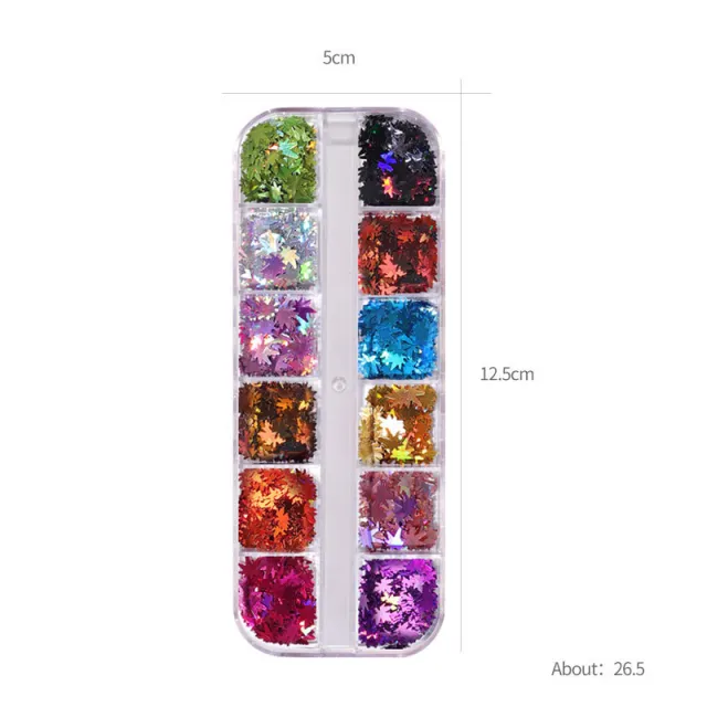 Nail Sequins Ins Classic Hot Color changing Maple Leaf Laser Two color Thin Sequins Thanksgiving Nail 12 Color Maple Leaf Strip Box - Shop at LoveMi