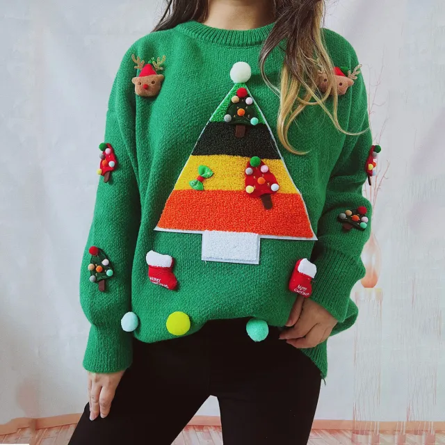 Autumn And Winter Long Sleeve Idle Style Round Neck Pullover Sweater Green - Shop at LoveMi