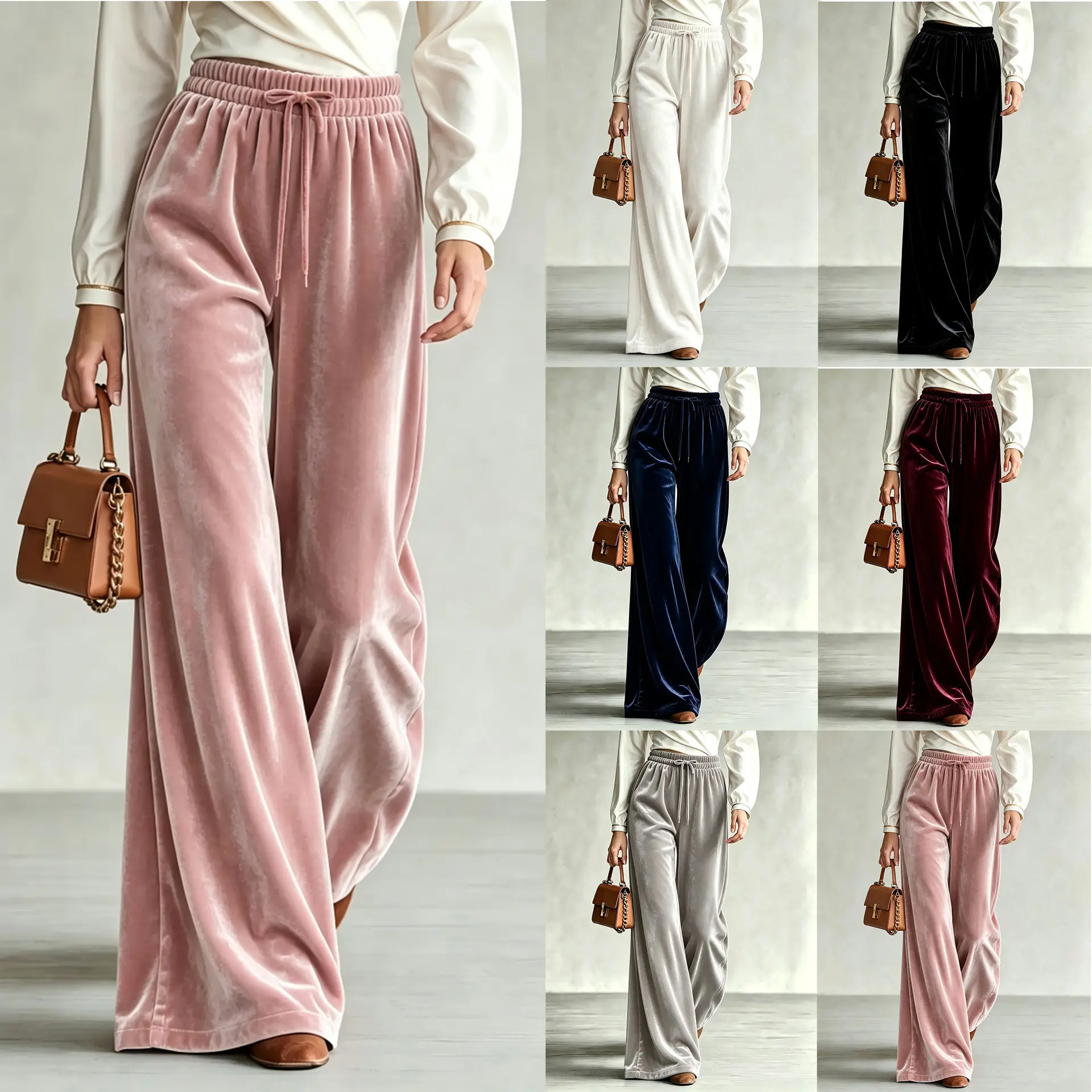 Womens Fashionable Casual High-Waisted Trousers