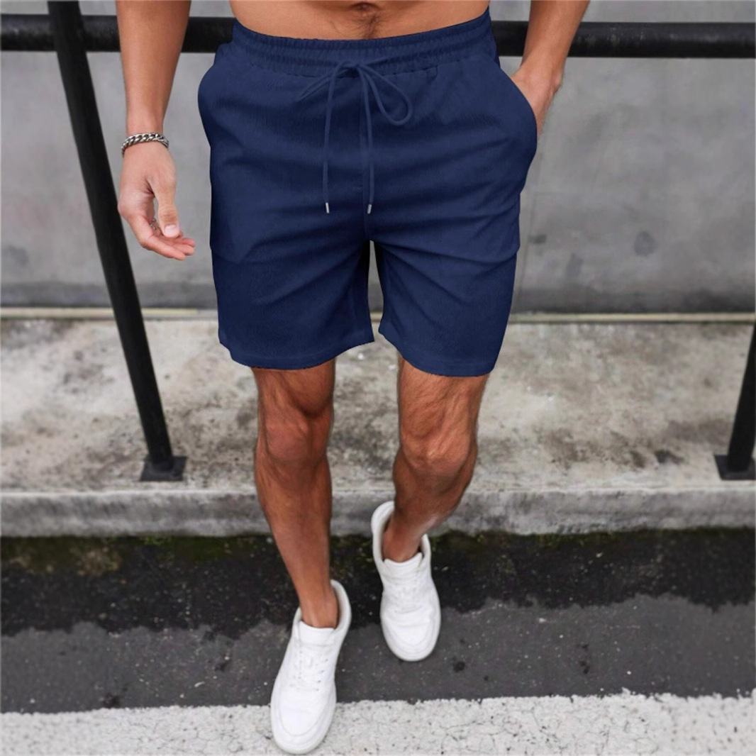 Drawstring Elastic Waist Breathable Solid Color Beach Shorts