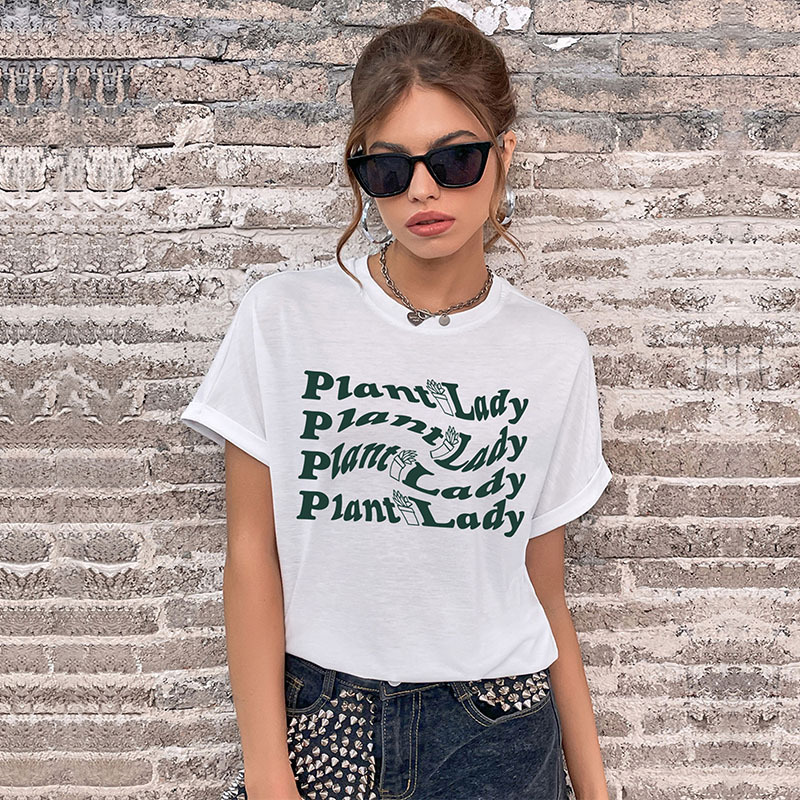 Women's Crew-neck Letter-print Top