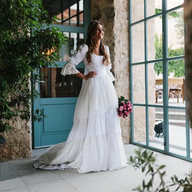 Wedding Long Sleeve Lace Wedding Dress Ivory White - Shop at LoveMi
