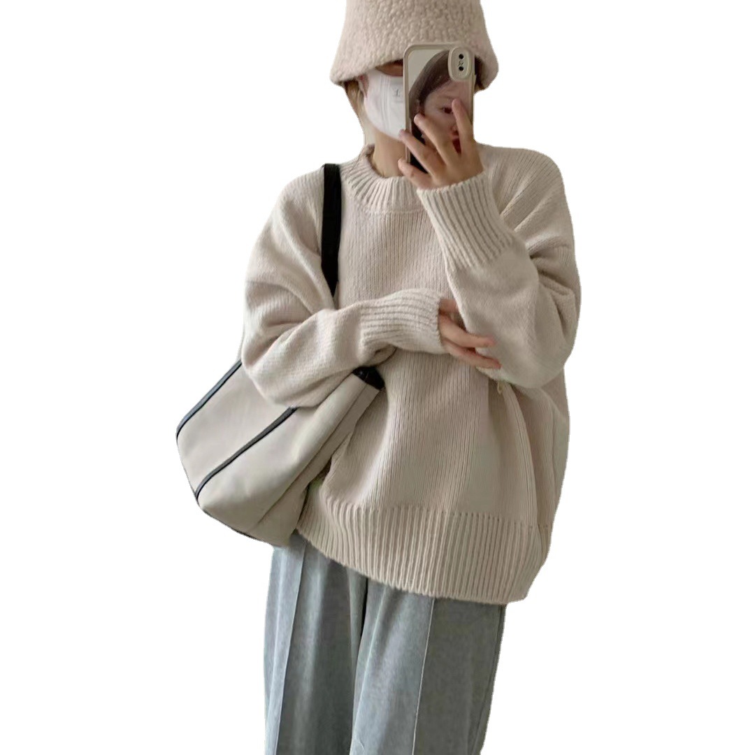 Round Neck Pullover Loose And Lazy Style Thickened Sweater