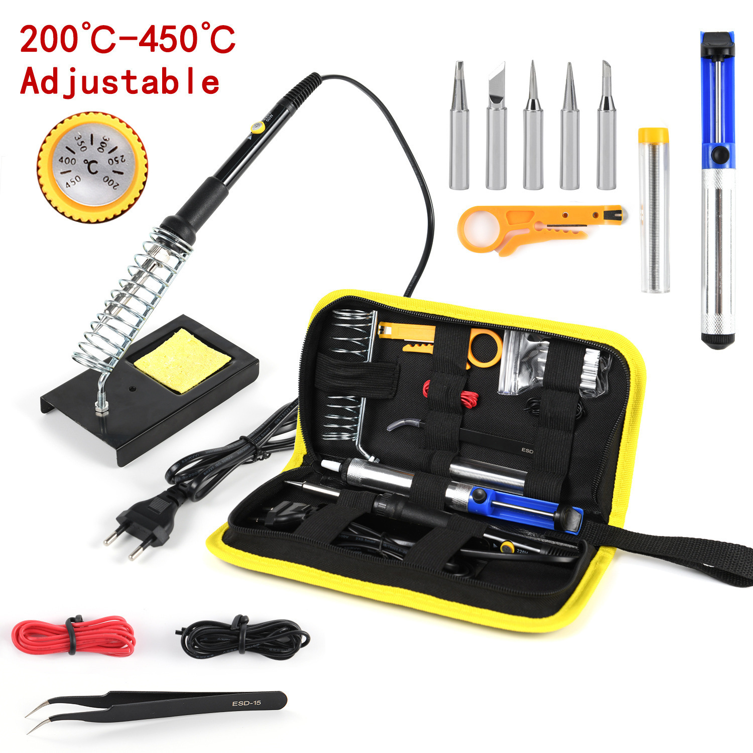 15-piece Adjustable-temperature Soldering Iron Welding Toolkit