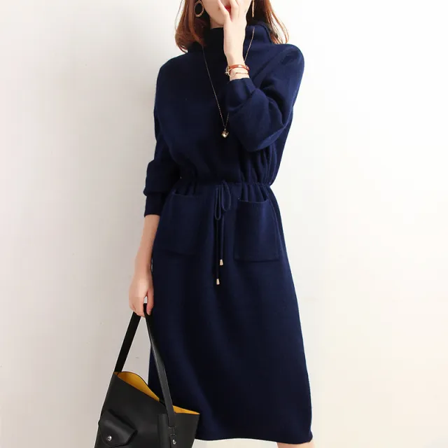 Women's Fashion Thickened Knitting Bottoming Skirt Navy Blue - Shop at LoveMi