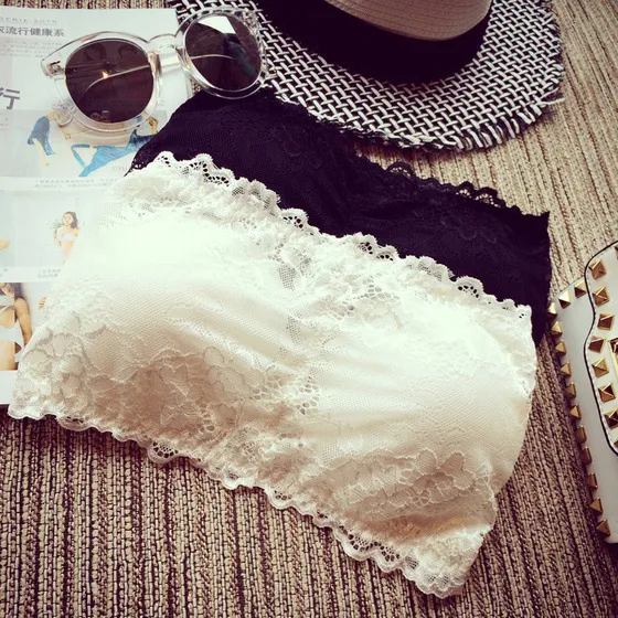 Lace Tube Top Style Seamless With Chest Pad Wrap Chest White - Shop at LoveMi