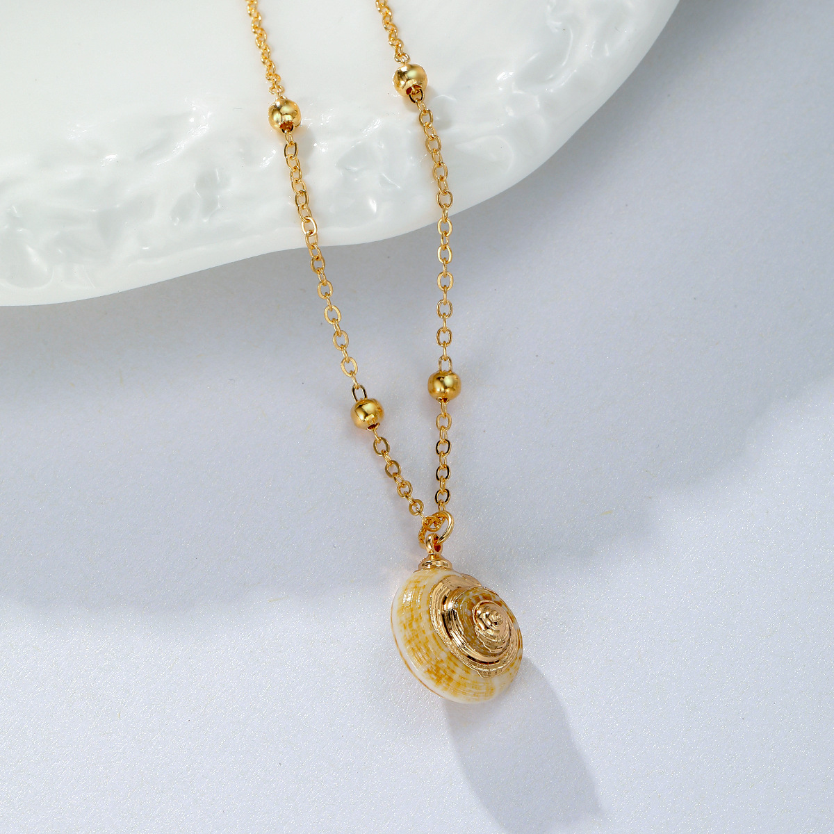 Conch Scallop Alloy Long Natural Pendant Necklace For Women