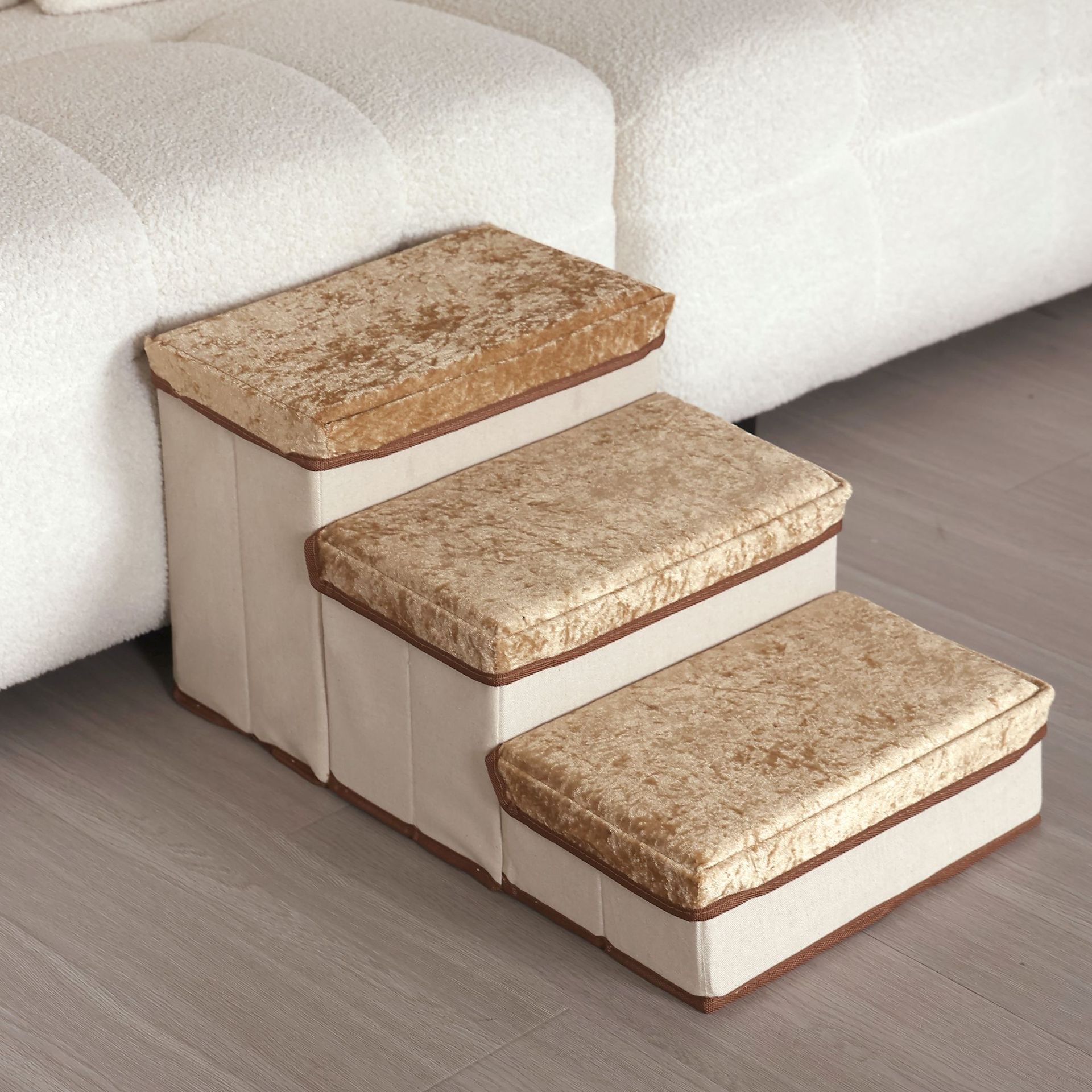 Small To Medium-sized Pet Dogs Getting Onto The Sofa Steps At Home - Small To Medium-sized Pet Dogs Getting Onto The Sofa Steps At Home Brown 60x35x30cm