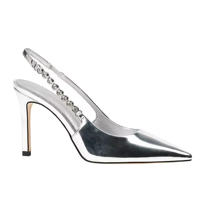 Pointed Toe French Sandals Summer Flattering Silver High Heels Silver - Shop at LoveMi