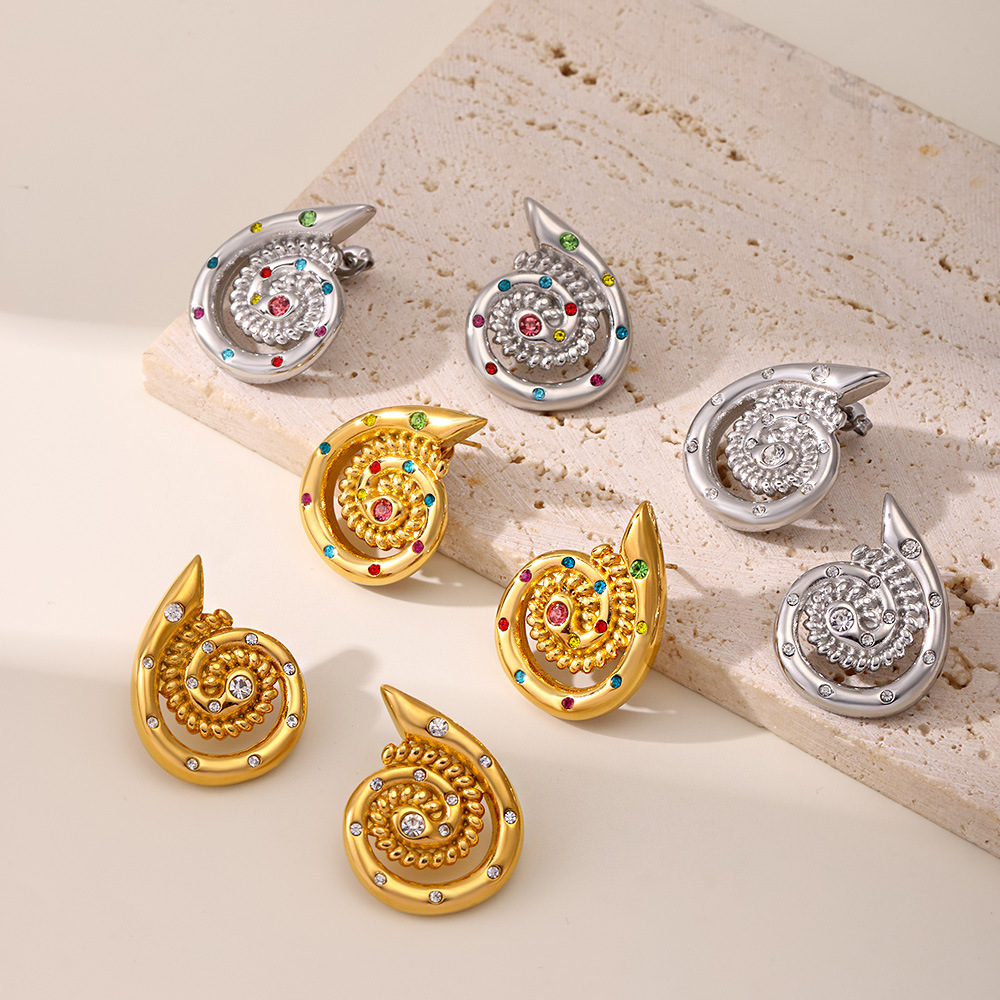 New Diamond Spiral Stainless Steel Studs Women