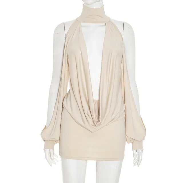 Spicy Girls Scoop neck Cutout Figure hugging Hip hugging Mini Dress Apricot - Shop at LoveMi