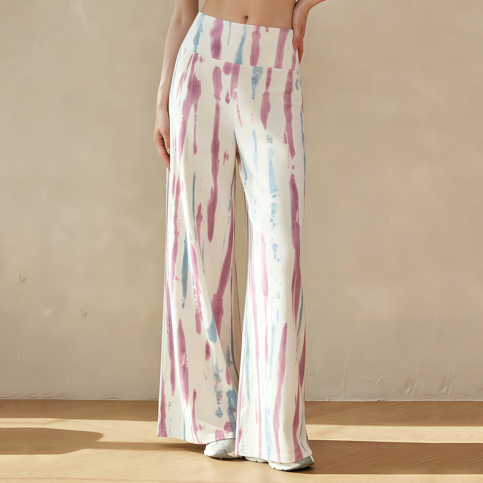 Printed Casual Fitness Pilates Wide-Leg Long Pants