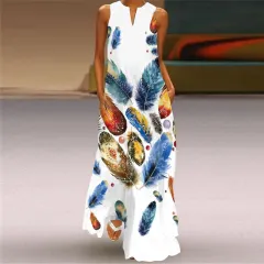 Summer Women's V-neck Sleeveless Dress Pocket European And American Style Dress - Vlcq122-5Xl - View 1