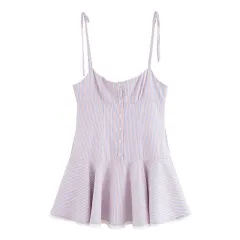 European And American Style Striped Temperament Camisole Short Dress - View 1