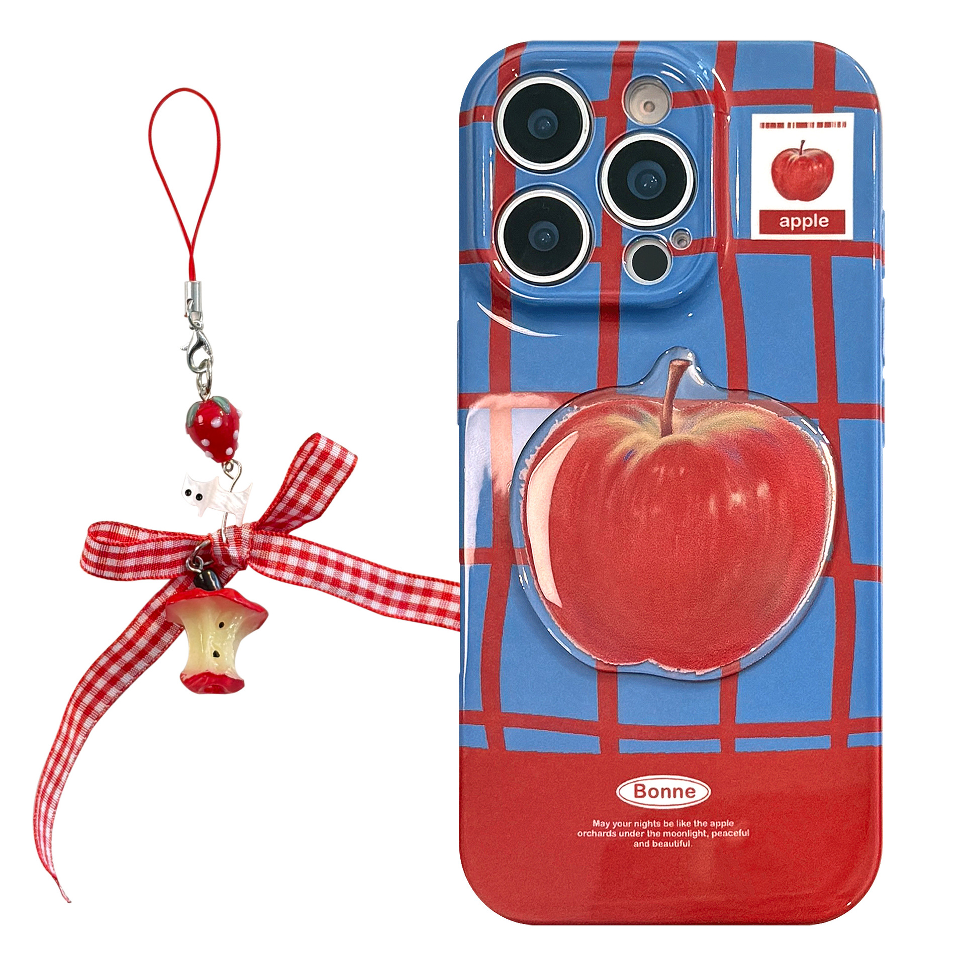 Color-blocking Checkered 3D Full-coverage Pendant Phone Case