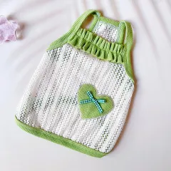 Cool Breathable Sweetheart Embroidered Vest Pet Cat Dog Clothes - Avocado Green - View 1