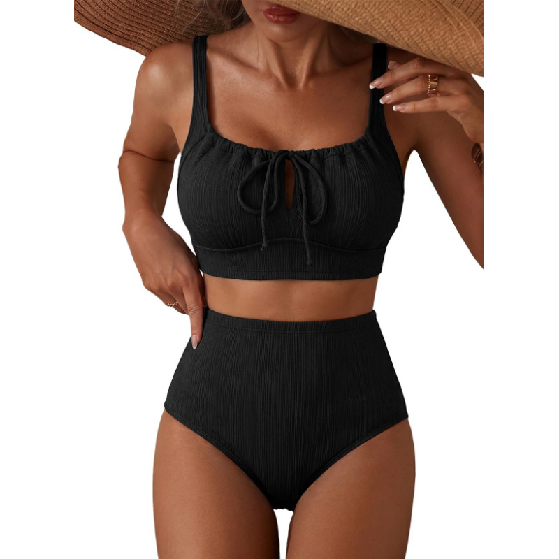 High-waisted Hollow-out Swimsuit Bikini Set